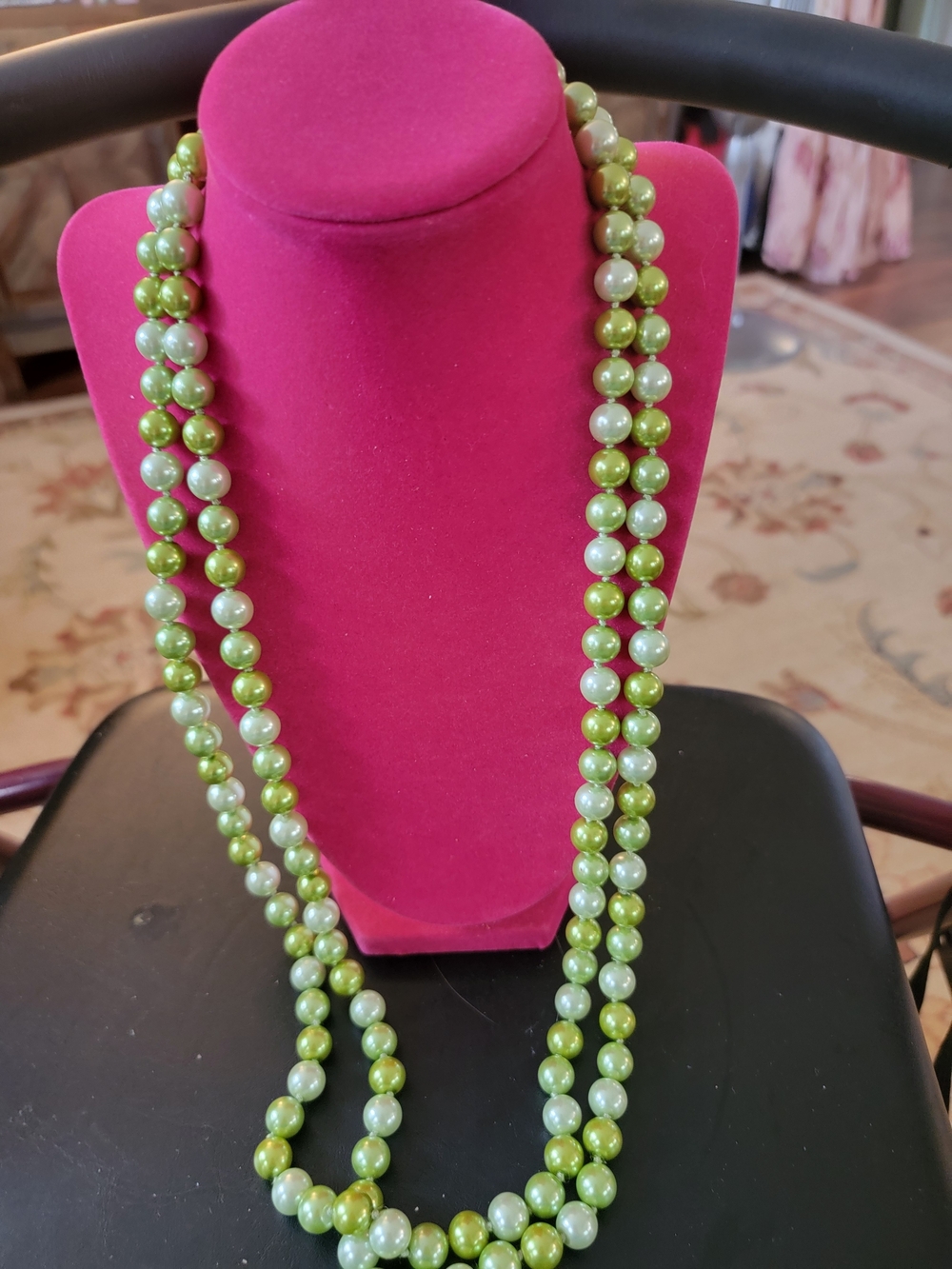 Double-Strand Green Pearl Necklace for Women